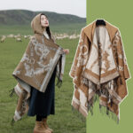 Shawl001-Ethnic style hooded cloak autumn and winter warm Tibet Qinghai travel large cloak desert outer shawl - Image 2