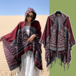 Shawl001-Ethnic style hooded cloak autumn and winter warm Tibet Qinghai travel large cloak desert outer shawl - Image 7