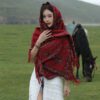 Ethnic style cashew-burgundy