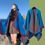 Shawl001-Ethnic style hooded cloak autumn and winter warm Tibet Qinghai travel large cloak desert outer shawl - Image 8