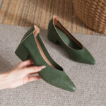 Soft leather shallow mouth high heels - Image 2