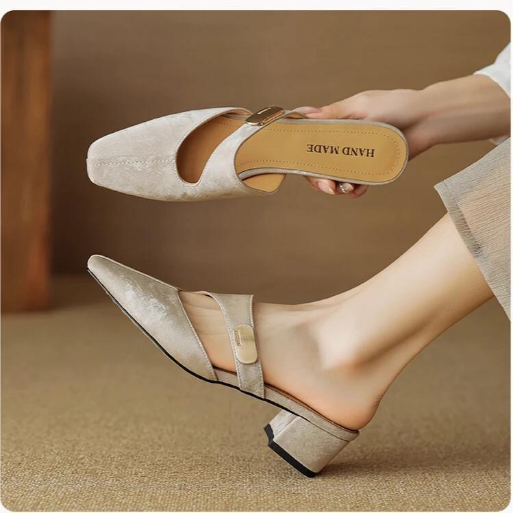 BOX128 39 2090TK Stock - BOX128 - Chic Apricot Block Heels - Image 1